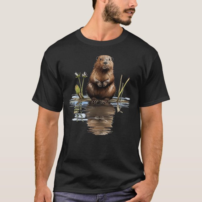 Camiseta Beaver Lover Animal Art Illustration Graphic Beave (Frente)