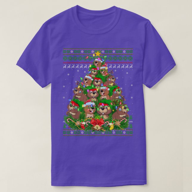 Camiseta Beaver Lover Xmas Luzes Feias De Natal De Beaver (Frente do Design)