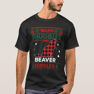 Camiseta Beaver Lover Xmas Pet Bonito Sueco de Natal Feio