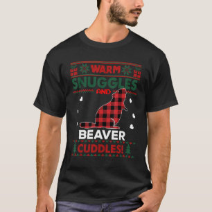 Camiseta Beaver Lover Xmas Pet Bonito Sueco de Natal Feio