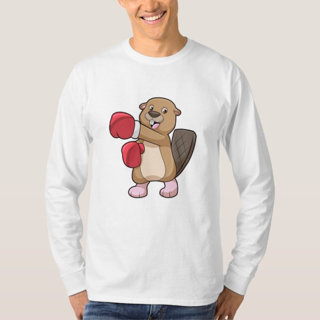 Camiseta Beaver no Boxing com luvas no Boxing (Frente)