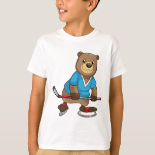 Camiseta Beaver no hóquei no gelo com bastão de hóquei no g