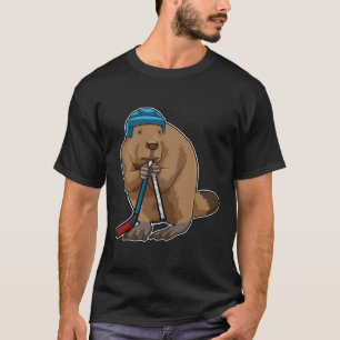 Camiseta Beaver no hóquei no gelo com bastão de hóquei no g