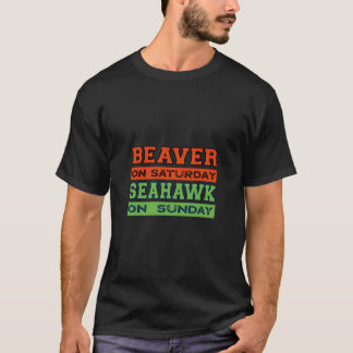 Camiseta Beaver No Sábado Seahawk No Domingo, Presente Em S