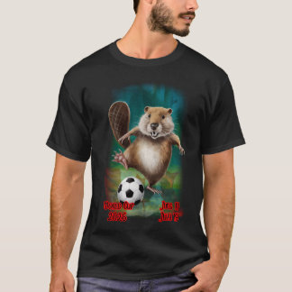 Camiseta Beaver playing Soccer for the World Cup on a Black