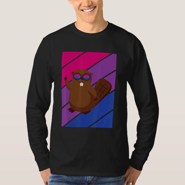 Camiseta Beaver Pride Bisexual Flag LGBTQ Proud Ally Pride  (Frente)