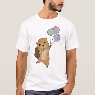 Camiseta Beaver Sumsi Balões Engraçados Animais Para Crianç