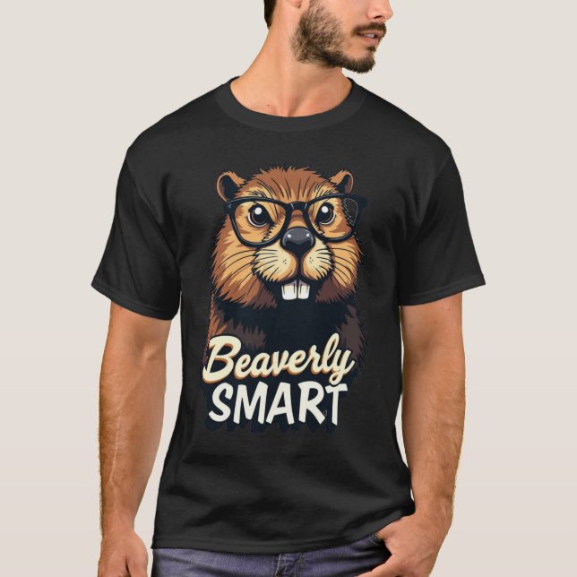 Camiseta Beaverly Smart - Castor Engraçado com Gráfico de Ó (Frente)