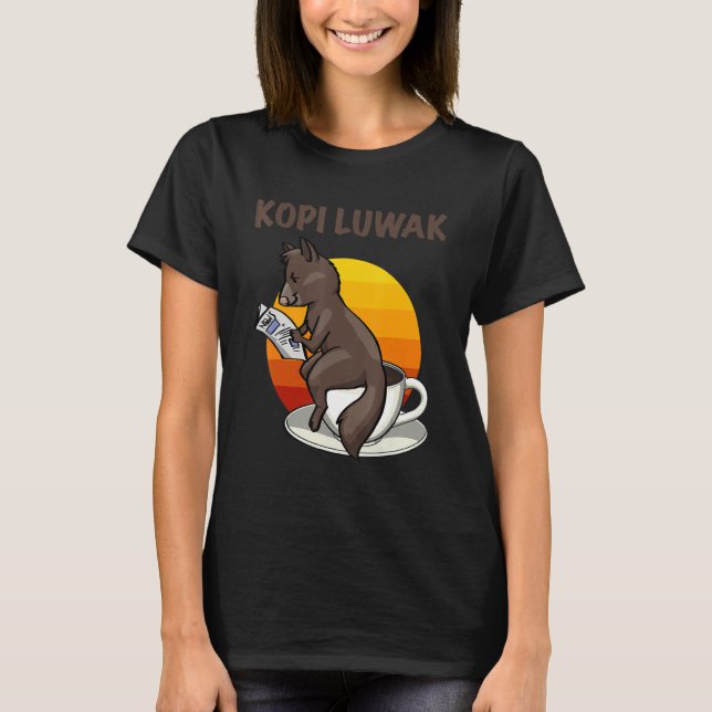 Camiseta Beba as mulheres do meu pai café Cat kopi luwak Lo (Frente)
