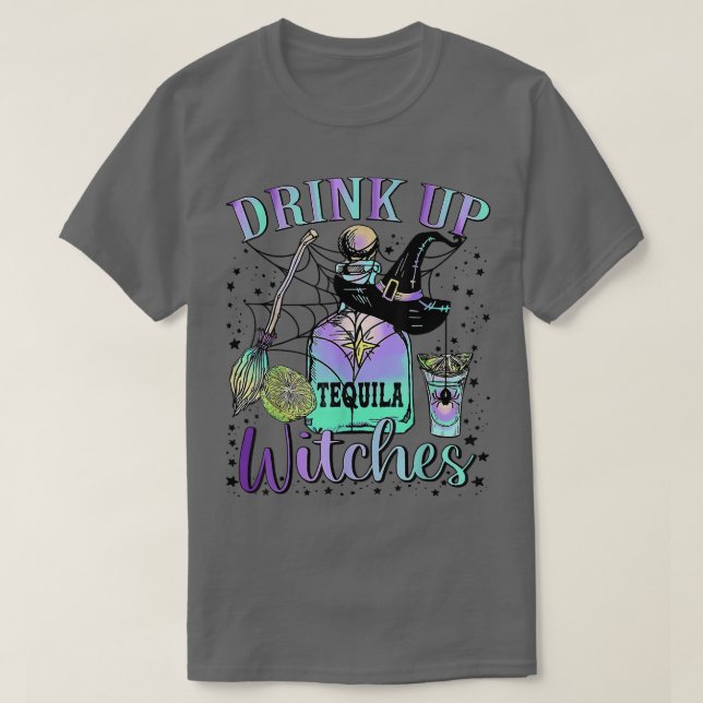 Camiseta Beba Bruxas de Halloween Tequila Wine Lo (Frente do Design)