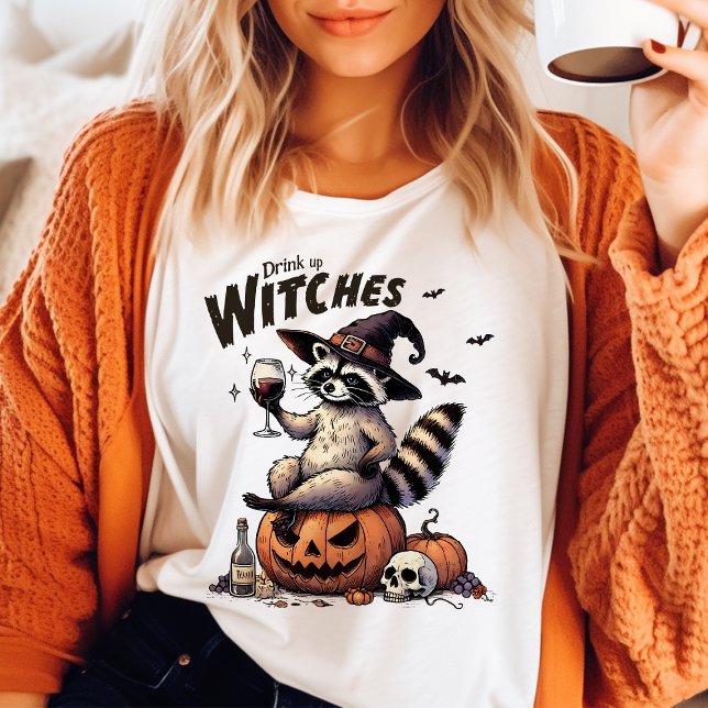 Camiseta Beba Bruxas Vintage Raccoon Halloween (Criador carregado)