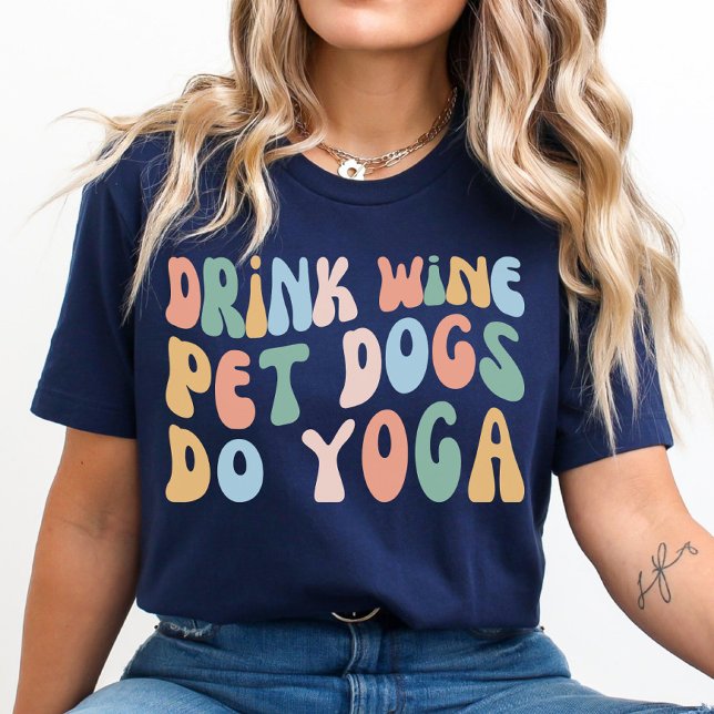 Camiseta Beba Cães De Bebida De Vinho Do Yoga, Engraçado Cl (Criador carregado)