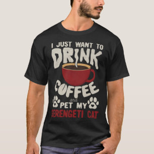 Camiseta Beba Café E Acaricie Meu Gato Serengeti Frases Gat