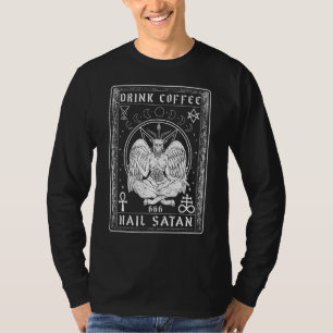 Camiseta Beba Café Salve Satã I Carta Tarô Satânico
