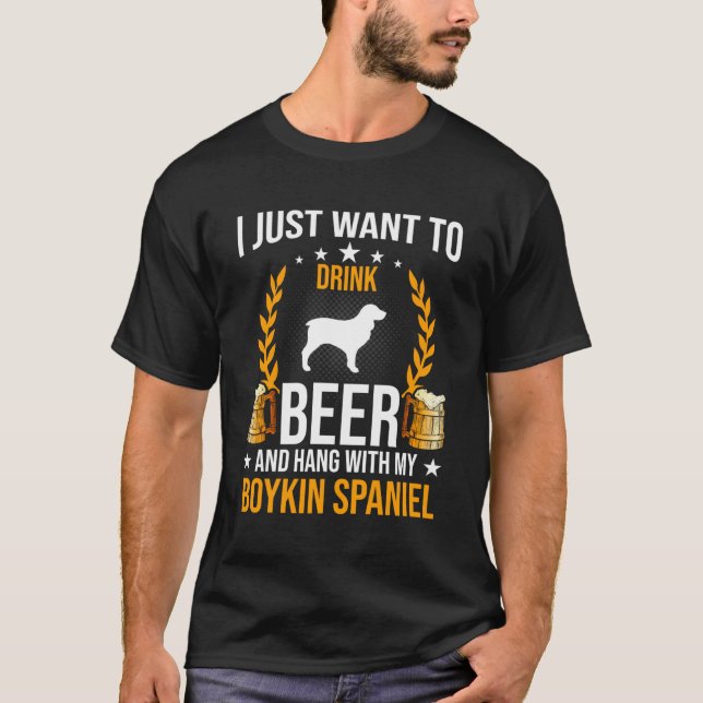 Camiseta Beba Cerveja E Aguente Com Meu Cachorro Espanhol B (Frente)