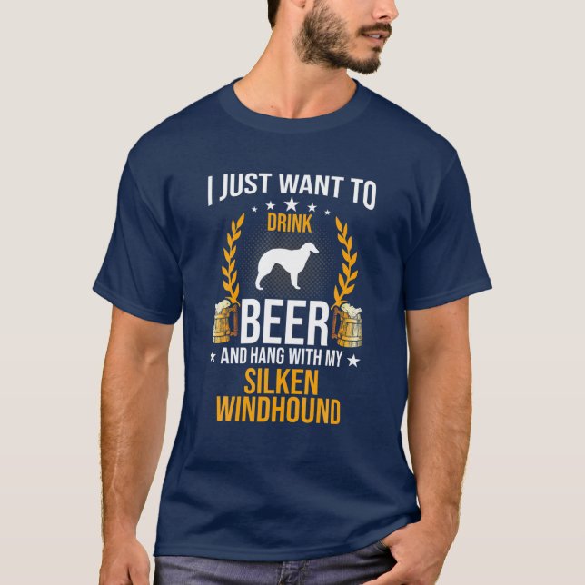 Camiseta Beba Cerveja E Aguente Com Meu Cachorro Silken Win (Frente)