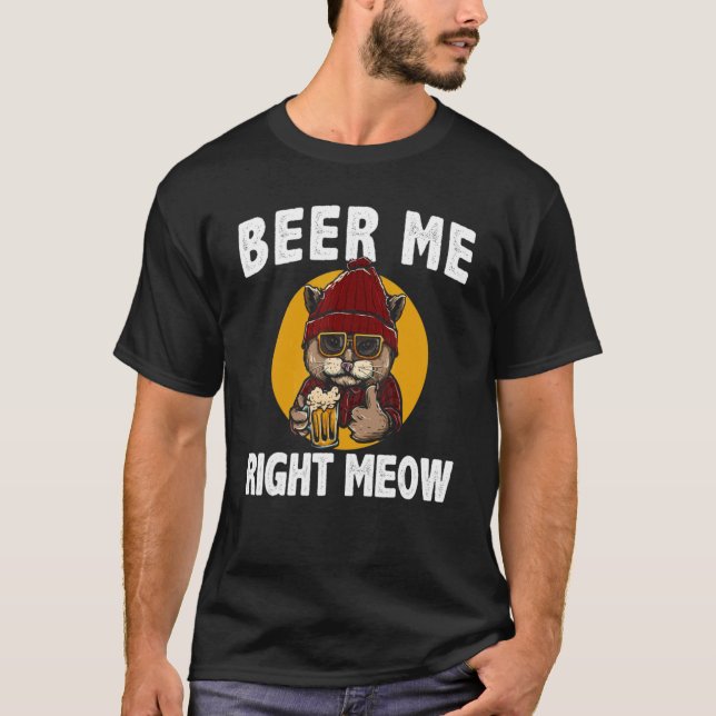 Camiseta Beba-Me O Bebendo De Cerveja De Gato (Frente)