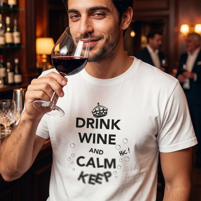 Camiseta Beba Vinho e Mantenha a Calma (Criador carregado)