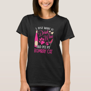 Camiseta Beba vinho e Pet My Bombaim Cat Gato Mãe Gato Humo