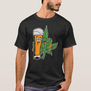 Camiseta Bêbado e Chapado Cerveja e Maconha Amigos para a V