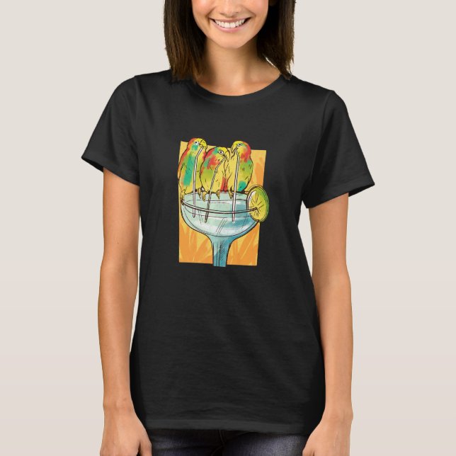 Camiseta Bebado Parrots Bebendo Cocktail (Frente)