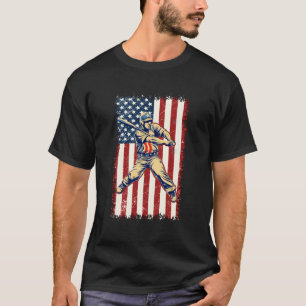Camiseta Beball Bat Ball 4 De Julho American Flag Baseba