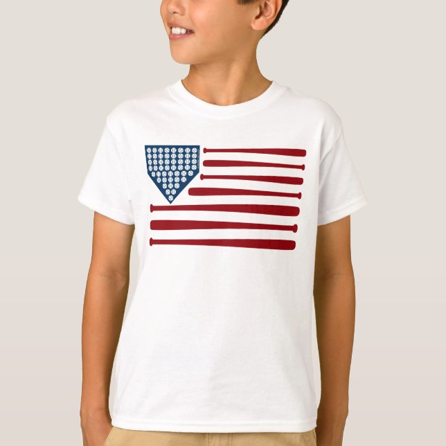Camiseta Beball USA Flag Bats & Balls - GraphicLoveShop (Frente)