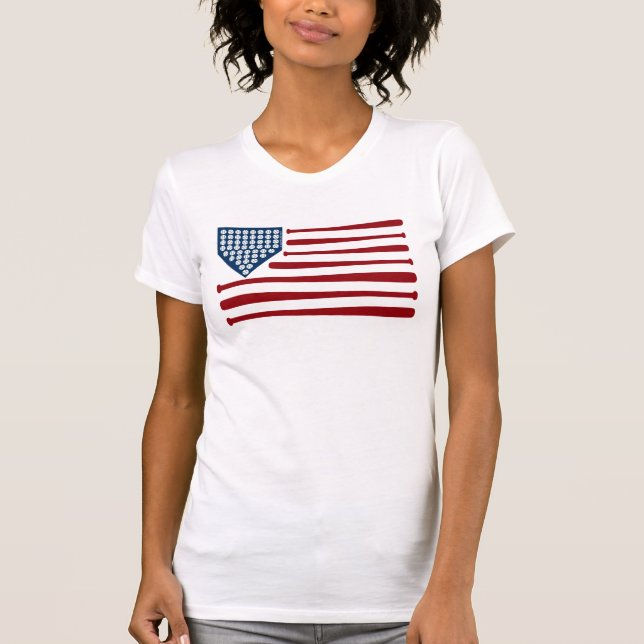 Camiseta Beball USA Flag Bats & Balls - GraphicLoveShop (Frente)