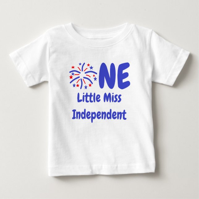Camiseta Bebê 1º Aniversário Little Miss Independe (Frente)