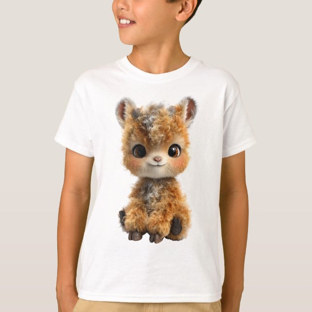 Camiseta Bebê Adorável e Fofo com Chifres para Crianças (Frente)