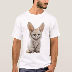 Camiseta Bebê Adorável Raposa Fennec vestindo um Trico Bran