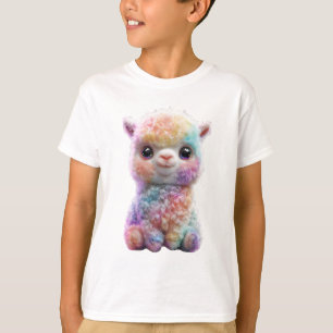 Camiseta Bebê Alpaca Kids Pastel Arco-Íris Fofa