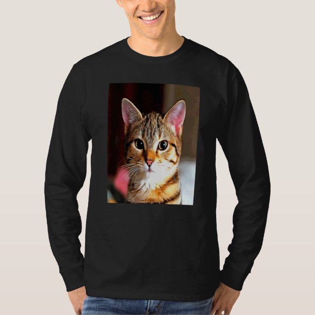 Camiseta Bebê Artístico Enfrentado Castanho Amarelo Tabby C (Frente)