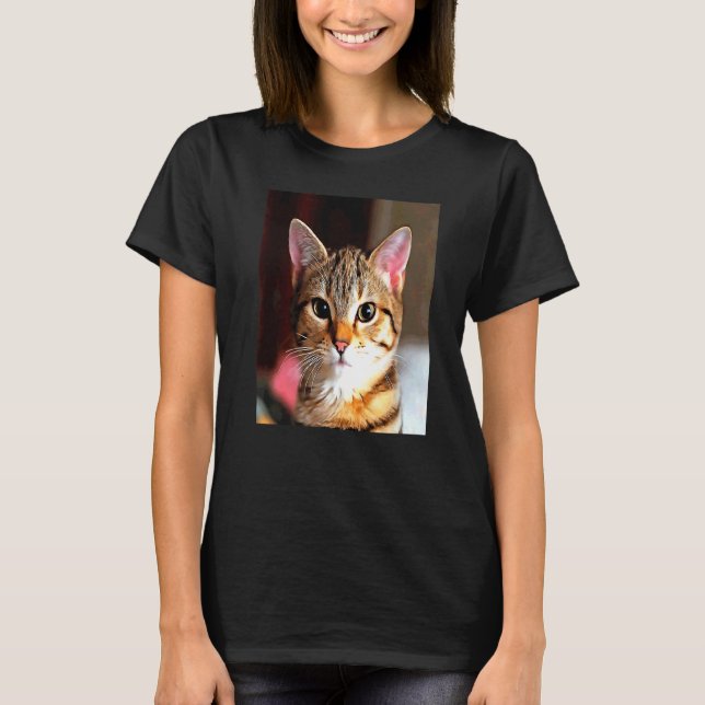 Camiseta Bebê Artístico Enfrentado Castanho Amarelo Tabby C (Frente)