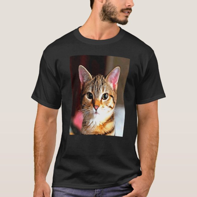Camiseta Bebê Artístico Enfrentado Castanho Amarelo Tabby C (Frente)