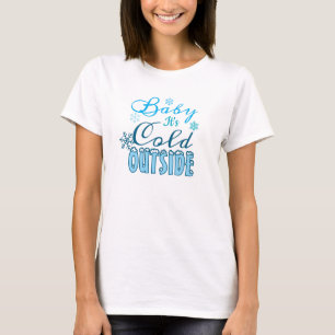 Camiseta Bebê Azul Está Frio Lá Fora Roupas Femininas de Fé