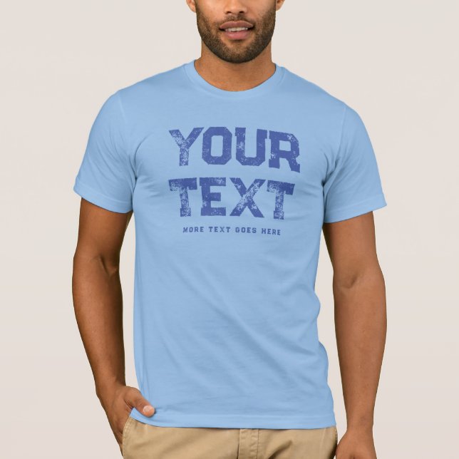 Camiseta Bebê Azul Tendência Texto em Dificuldade Mens Mode (Frente)
