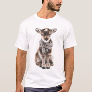 Camiseta Bebê Bezerro Adorável em Cachecol de Inverno Aconc