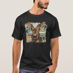 Camiseta Bebê Bezerro Bebê Vaca Serape Ocidental Girassóis