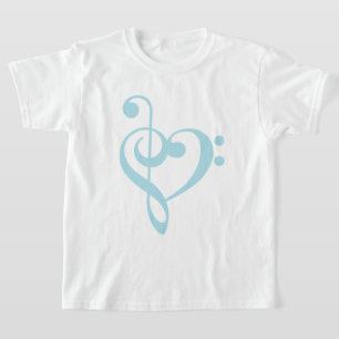 Camiseta Bebê Blue Treble Clef & Bass Clef Heart