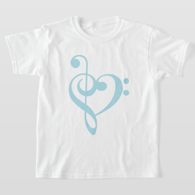 Camiseta Bebê Blue Treble Clef & Bass Clef Heart (Postura )