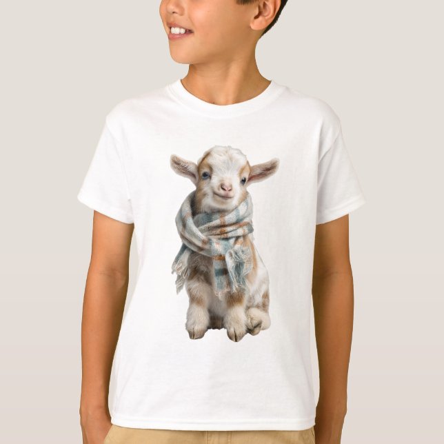 Camiseta Bebê Bode Cachecol Xadrez Crianças (Frente)