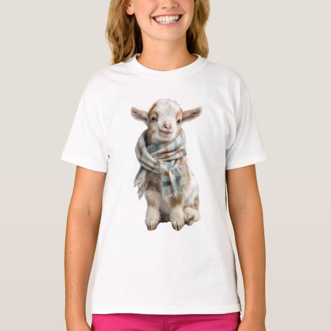 Camiseta Bebê Bode Cachecol Xadrez Crianças (Frente)