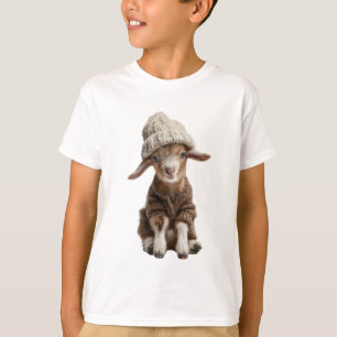 Camiseta Bebê Bode com Gorro de Tricô Crianças