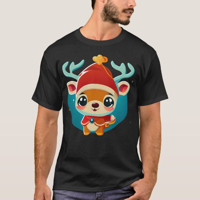 Camiseta Bebê Bonita Reindeja De Natal Em Papais noeis (Frente)
