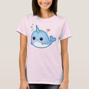 Camiseta Bebê bonito do kawaii narwhal
