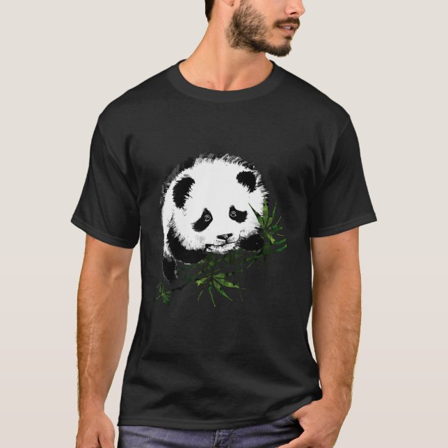 Camiseta Bebê Bonito Urso De Panda Com Bambu (Frente)