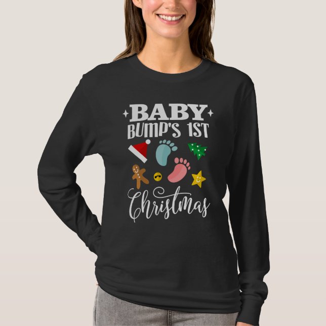 Camiseta Bebê Bumps Primeiro Feriado de Natal (Frente)