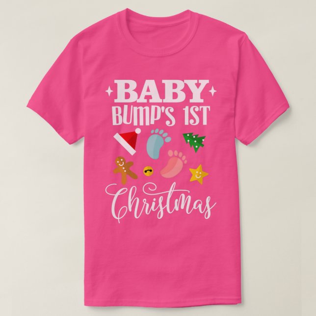 Camiseta Bebê Bumps Primeiro Natal Maternidade (Frente do Design)