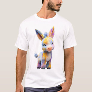 Camiseta Bebê Burro Homem com Pelagem Arco-Íris Vibrante